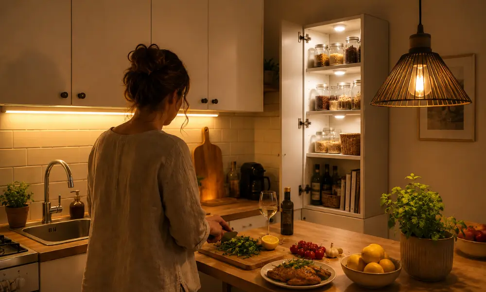 An ai-generated illustration of lighting ideas for kitchen
