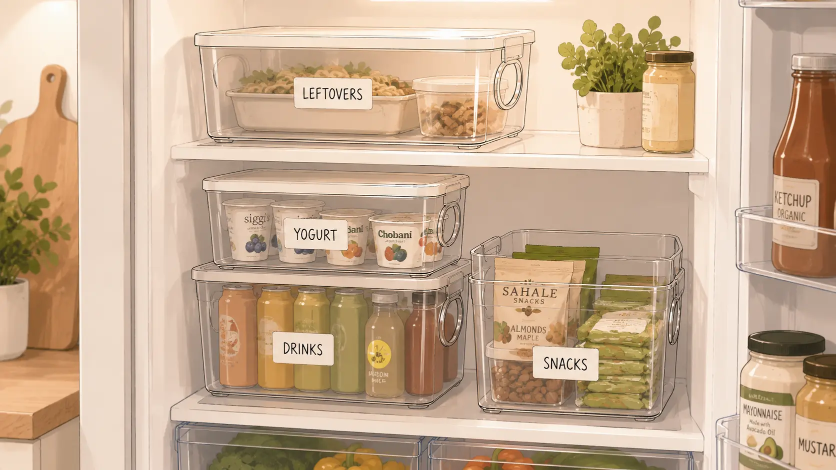 transparent storage bins with handles