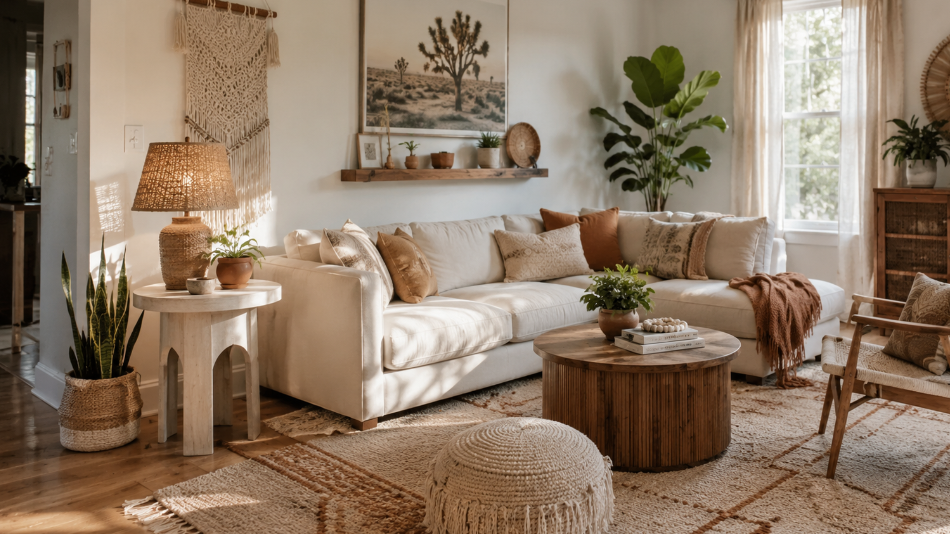 Best End Tables that Speak to Your Personal Style: Modern, Midcentury, Boho, Cottagecore, and Y2K boho side table in a living room