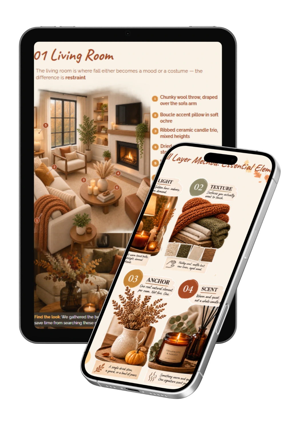 digital mockup of fall decor guide