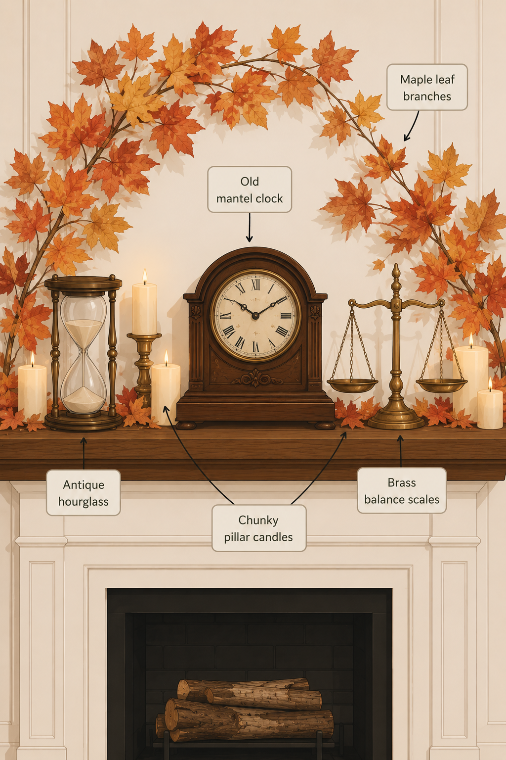 vintage timekeeper fall mantel ideas