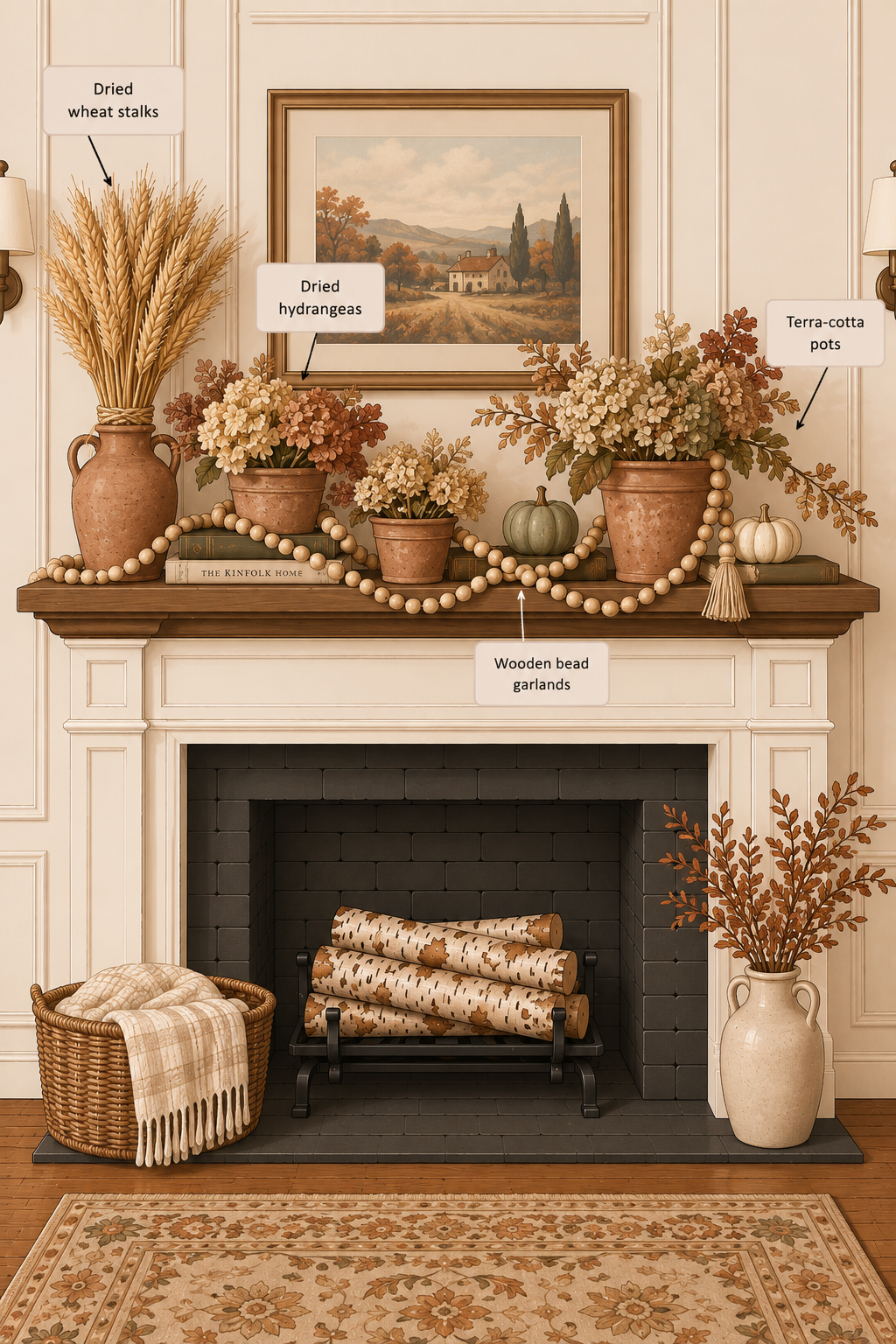 sun dried botanical fall mantel ideas