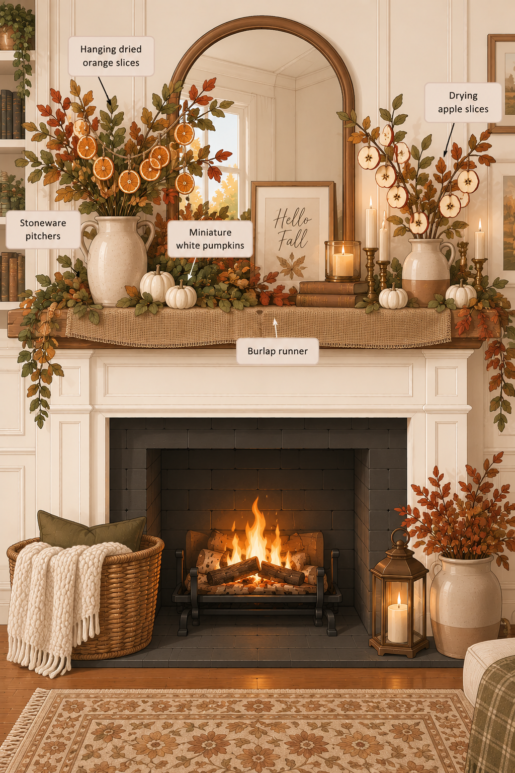 crisp orchard harvest fall mantel ideas