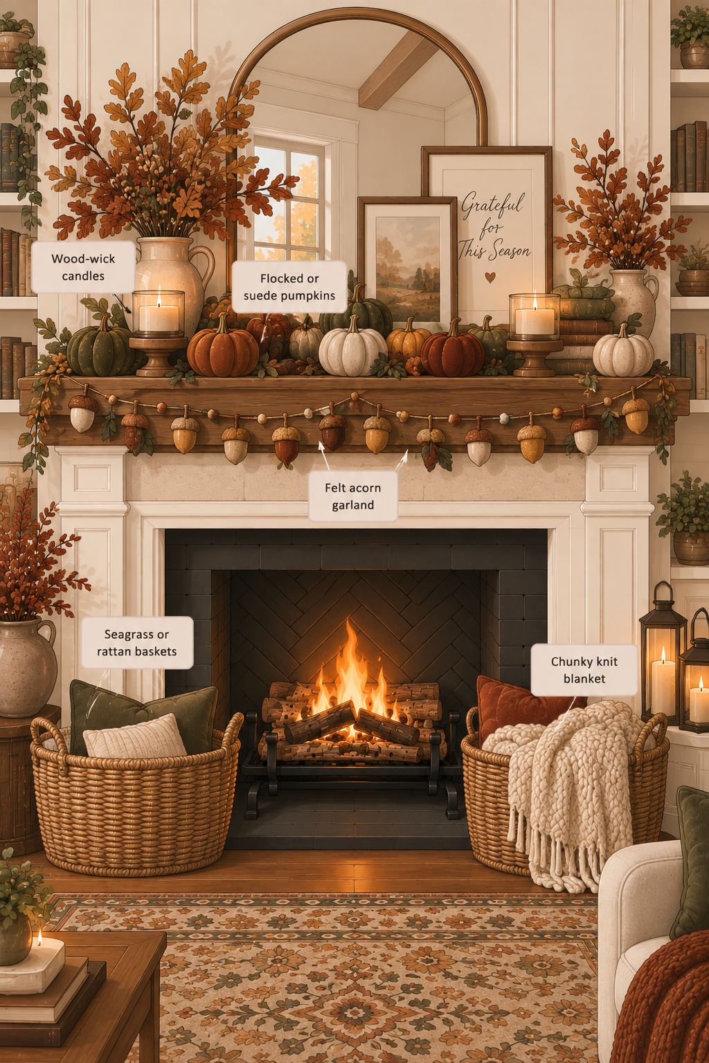 late autumn textures fall mantel ideas