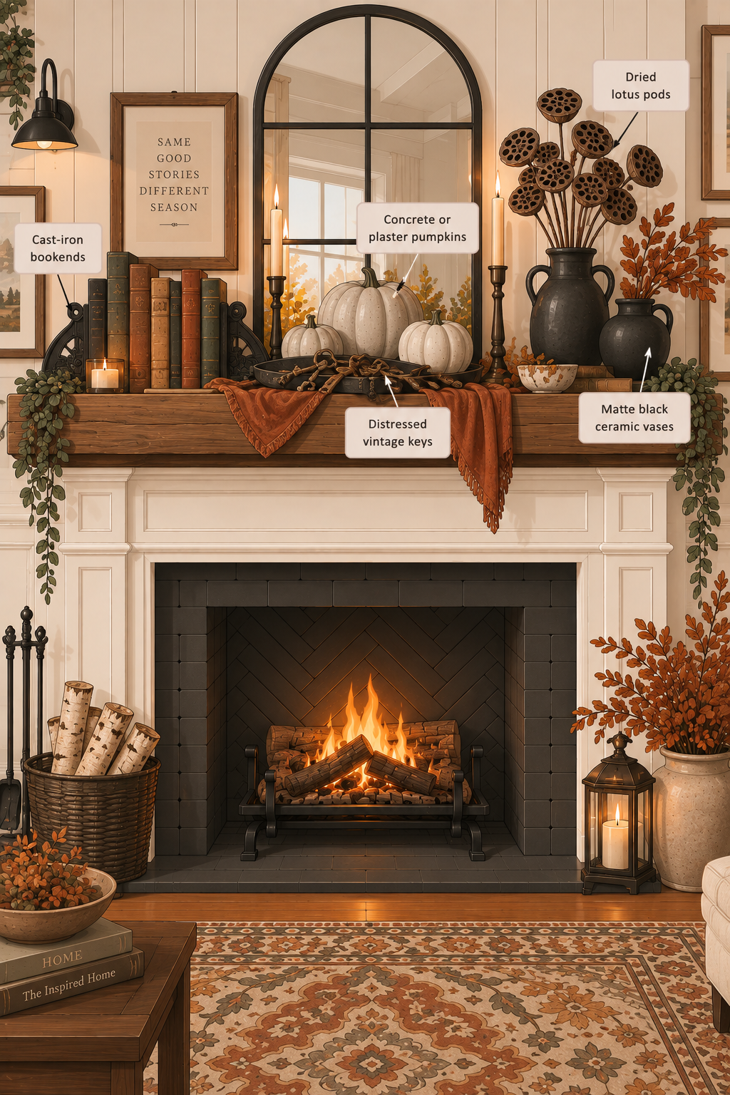industrial salvage fall mantel ideas