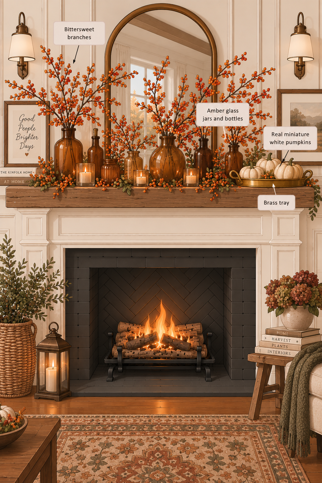 sweet bittersweet solarium fall mantel ideas