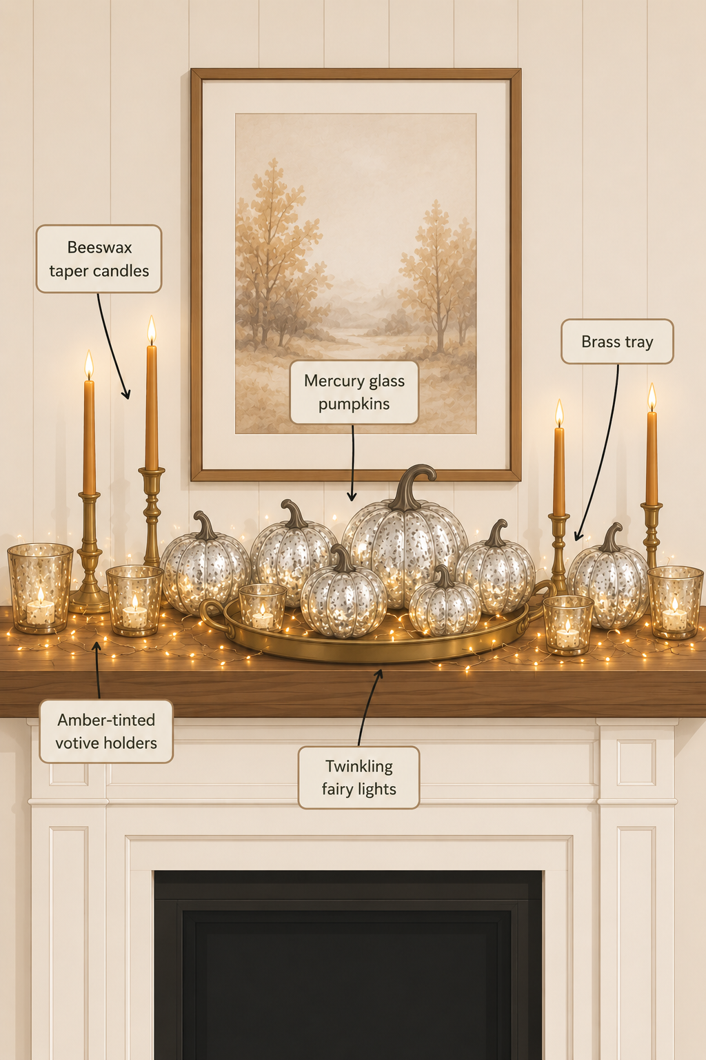 golden hour glow fall mantel ideas