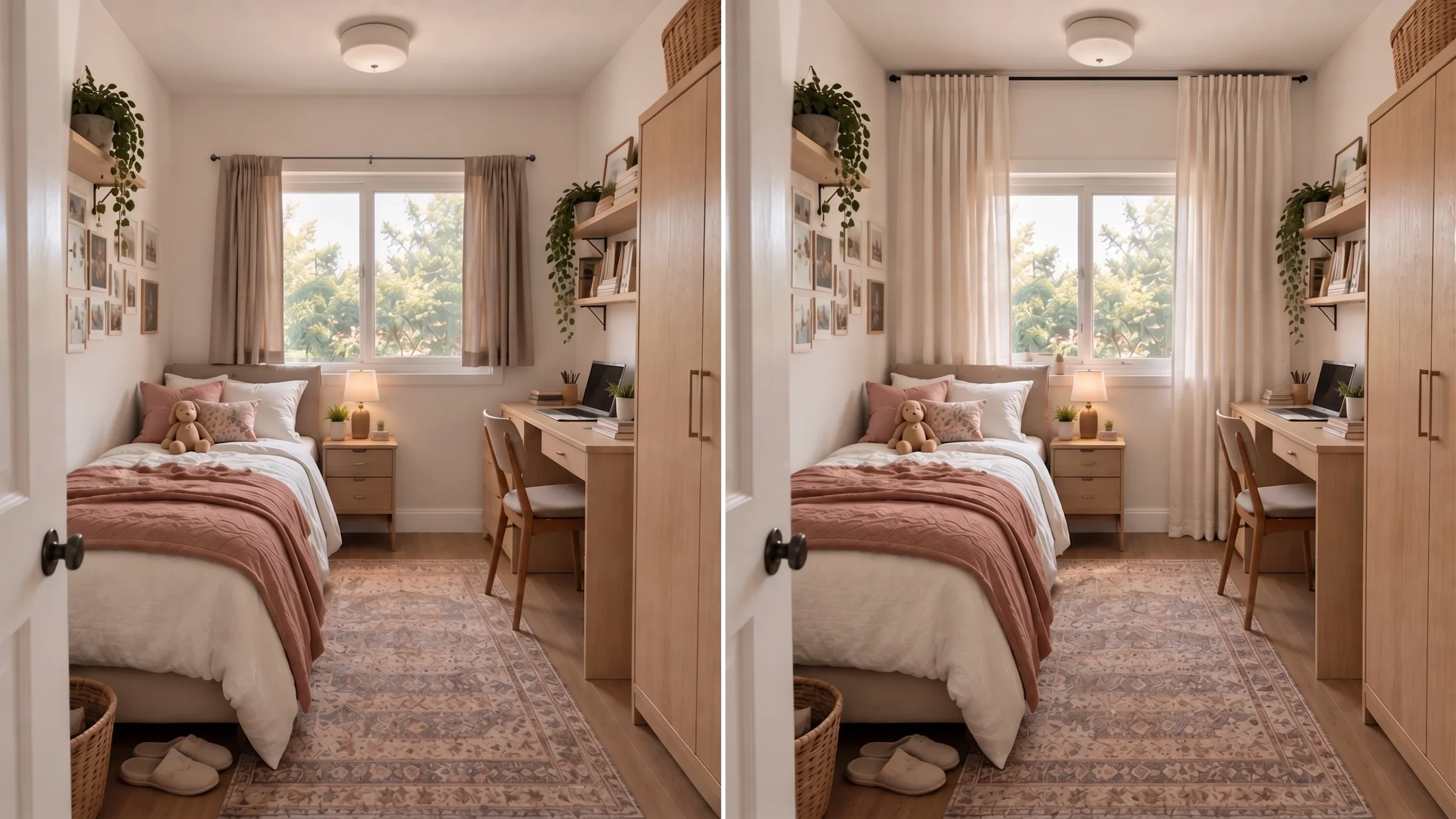 curtain tip to make a small room look bigger