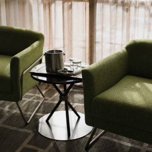 side table between two sofa